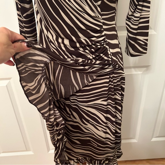 Monaco Brown/Cream Animal Print Wrap Dress - Picture 4 of 5